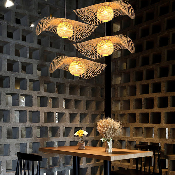 Modern Wave Bamboo Pendant Light