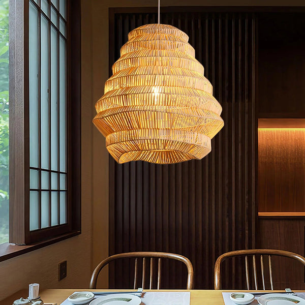 Retro Swirl Bamboo Pendant Light