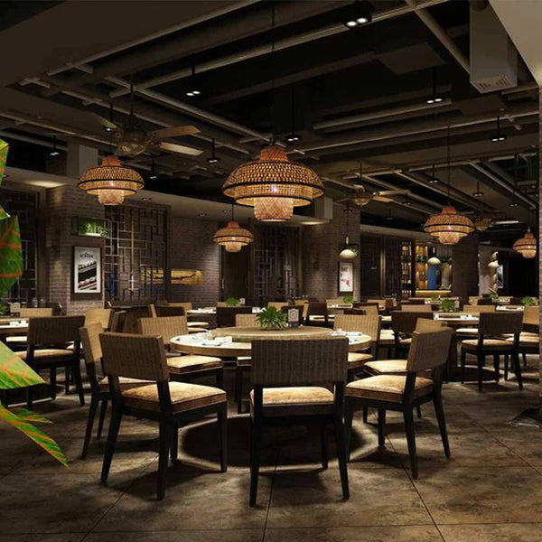 Modern Multi-layered Rattan Pendant Light