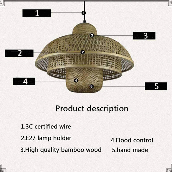 Modern Multi-layered Rattan Pendant Light
