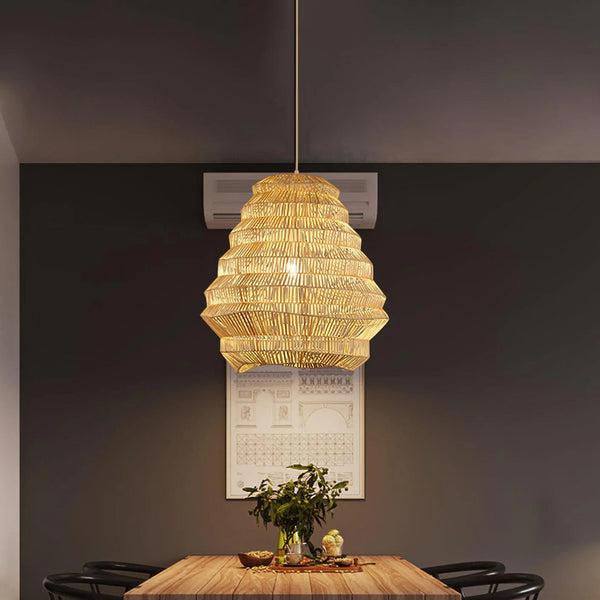 Retro Swirl Bamboo Pendant Light