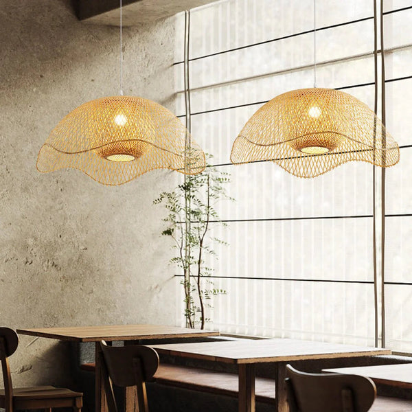 Stylish Wave Bamboo Pendant Light