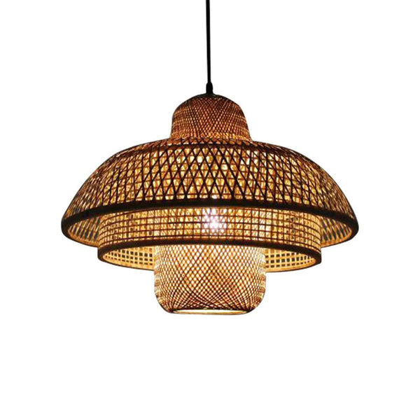 Modern Multi-layered Rattan Pendant Light
