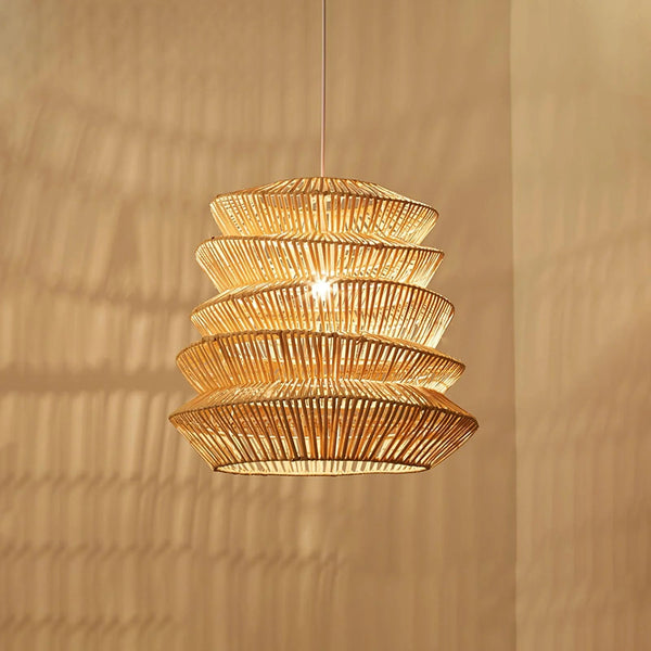Retro Swirl Bamboo Pendant Light