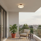 Violetta French Bauhaus Glasdeckenlampe | Walnussholz Mid-Century Leuchte