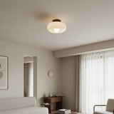 Violetta French Bauhaus Glasdeckenlampe | Walnussholz Mid-Century Leuchte