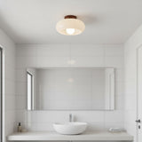 Violetta French Bauhaus Glasdeckenlampe | Walnussholz Mid-Century Leuchte
