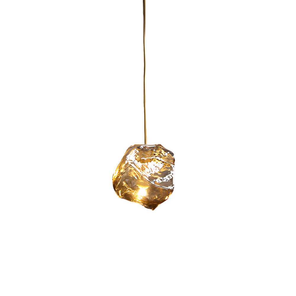 Irregular Lava Texture Glass Shade Copper Simple Post Modern Chandelier