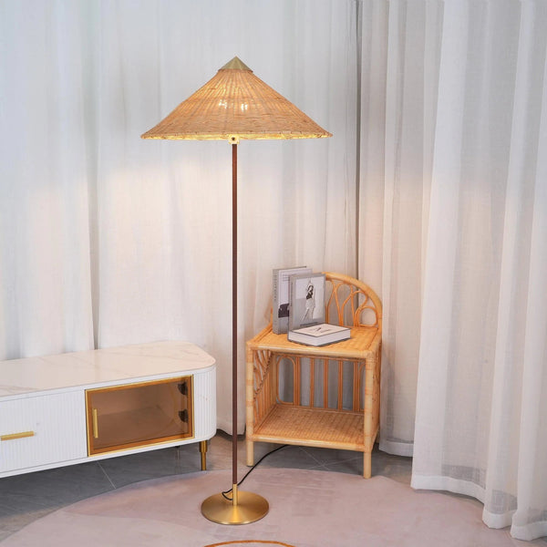 Minimalist Cone Bamboo Floor Light