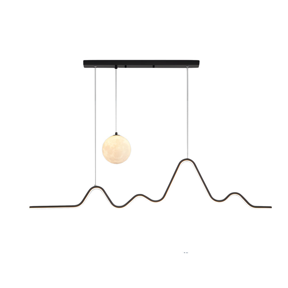 47 24 Modern Wavy Linear Moon Led Kitchen Island Pendant Light