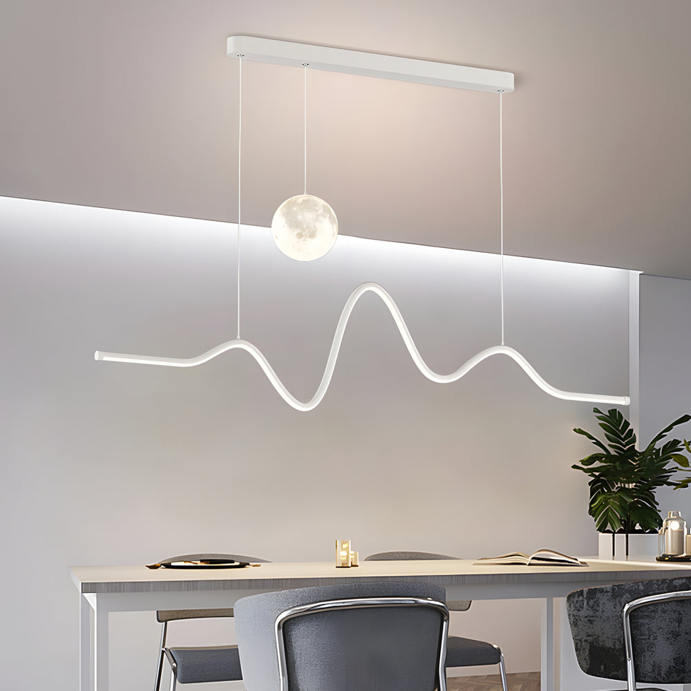 47 24 Modern Wavy Linear Moon Led Kitchen Island Pendant Light