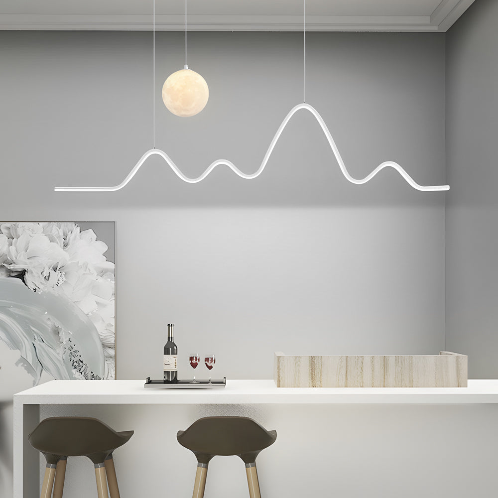 47 24 Modern Wavy Linear Moon Led Kitchen Island Pendant Light