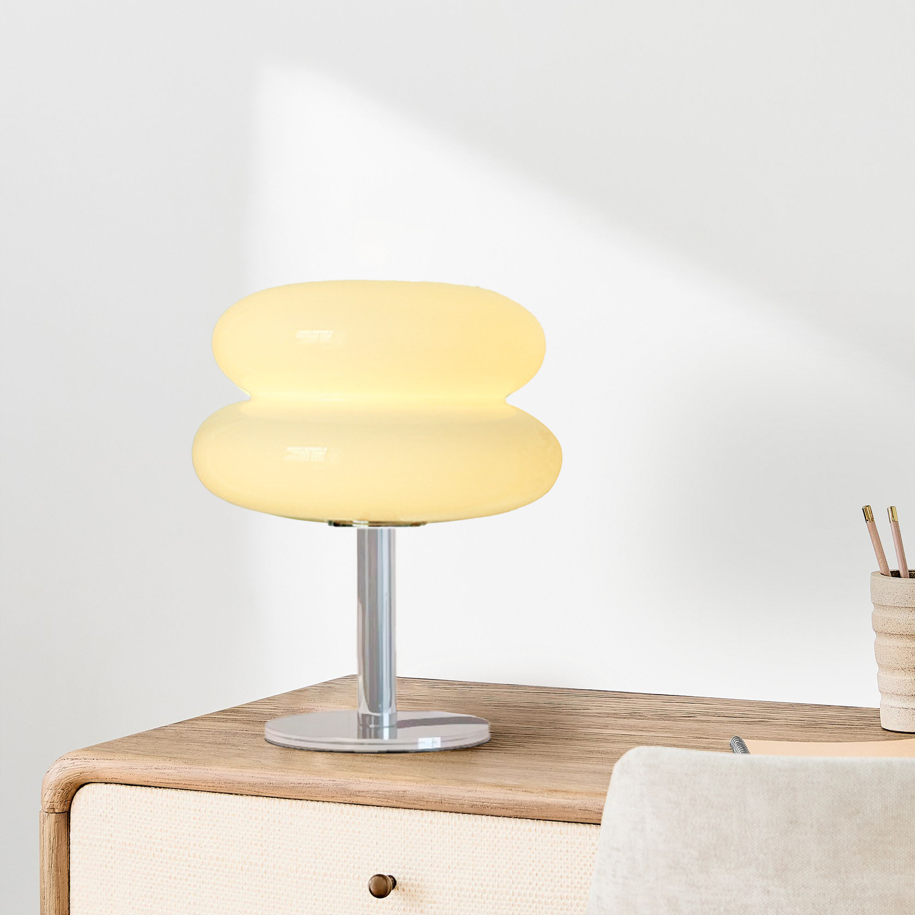 Finn Bauhaus Minimalist Glass Table Lamp | Mid-Century Modern Desk Light