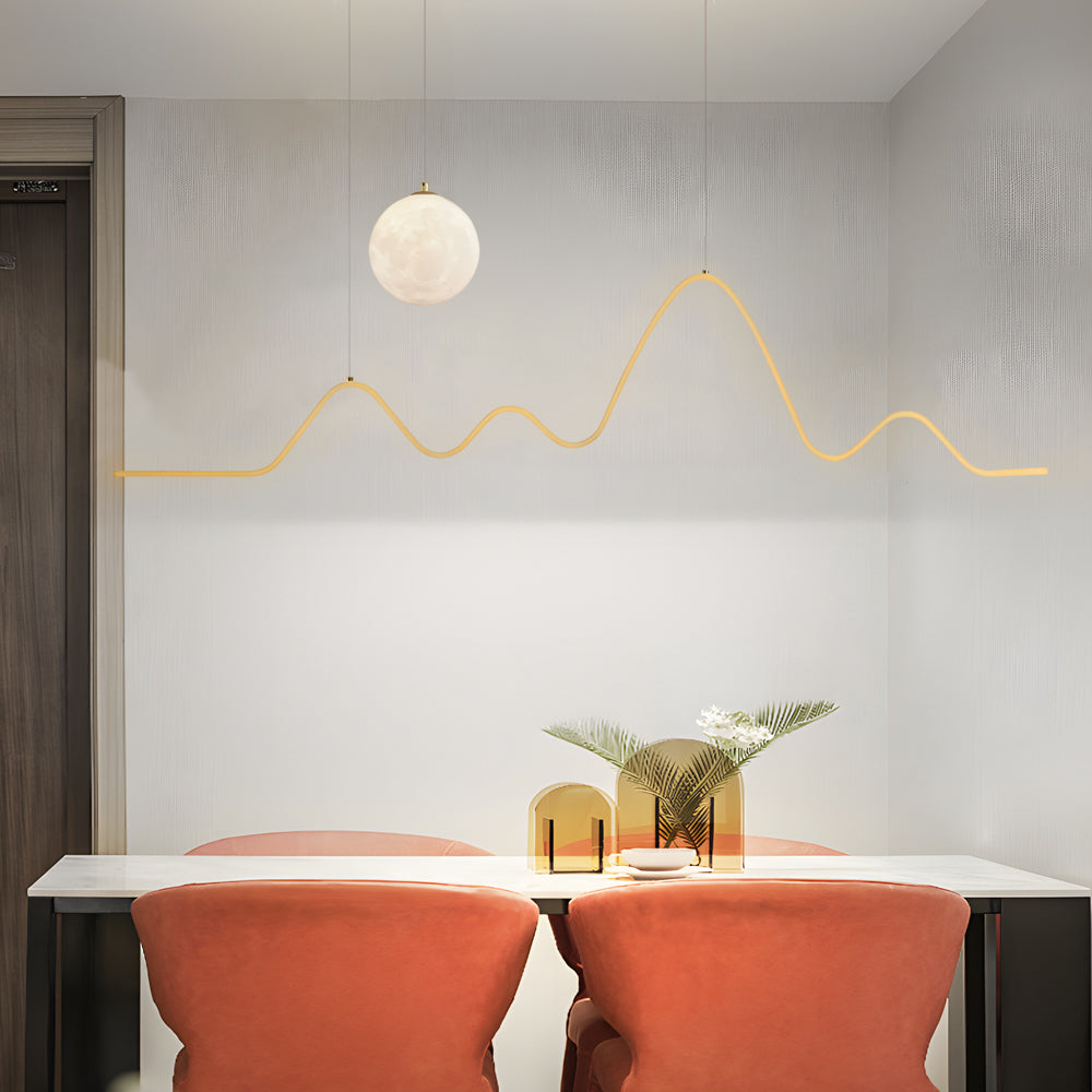 47 24 Modern Wavy Linear Moon Led Kitchen Island Pendant Light