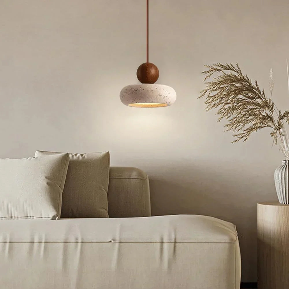 Suspension Alvione Bauhaus en travertin naturel | Luxe minimaliste