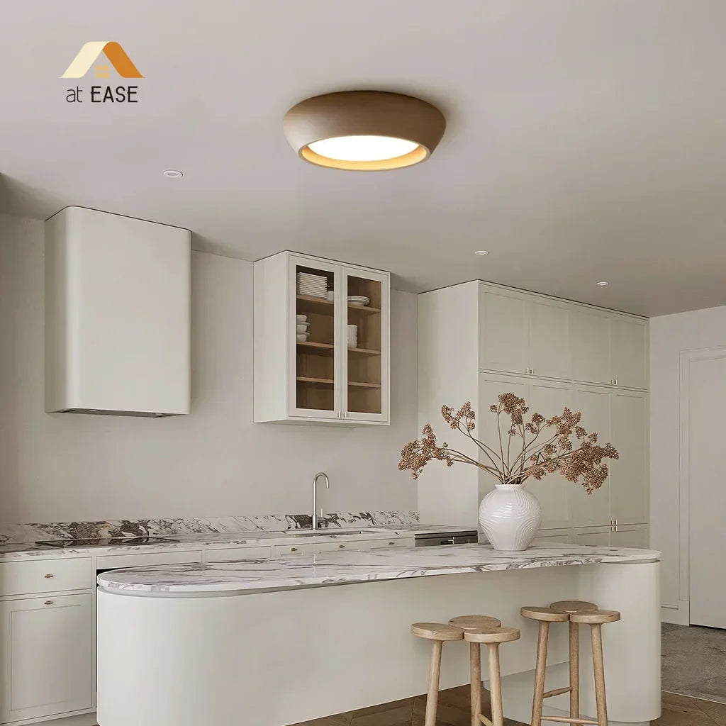 Astoria Minimalist Cement Flush Mount Ceiling Light - Modern Round Design