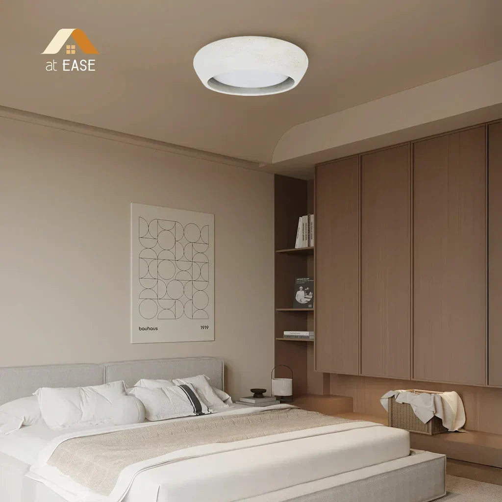 Astoria Minimalist Cement Flush Mount Ceiling Light - Modern Round Design