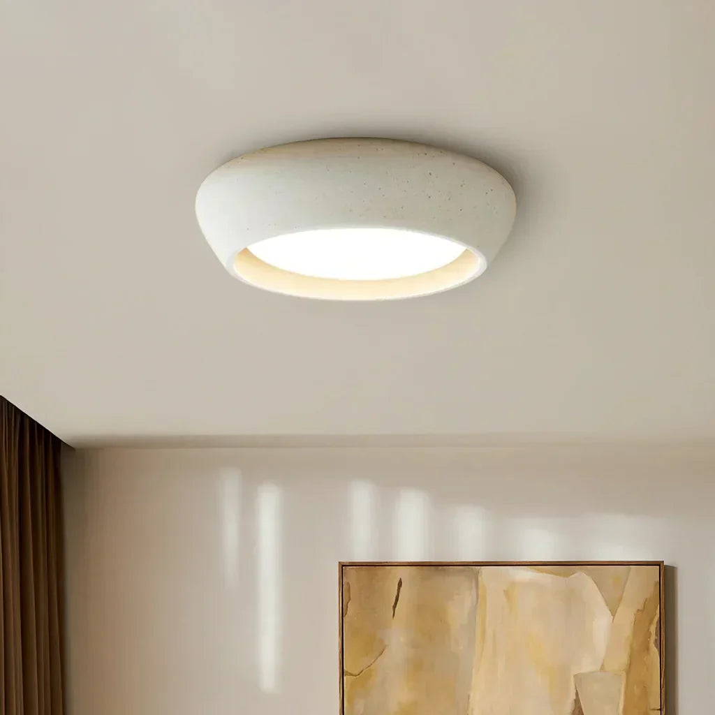 Astoria Minimalist Cement Flush Mount Ceiling Light - Modern Round Design