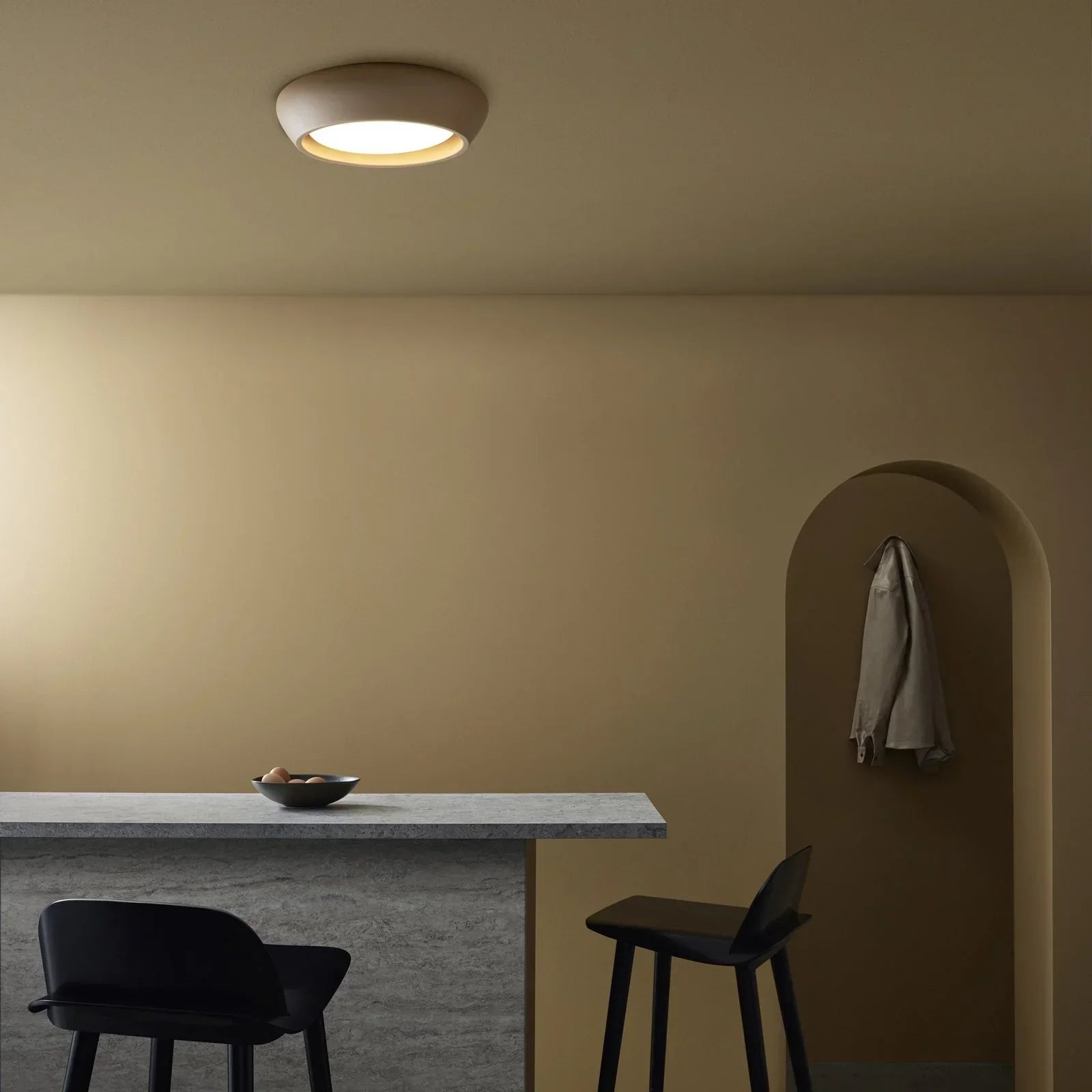 Astoria Minimalist Cement Flush Mount Ceiling Light - Modern Round Design