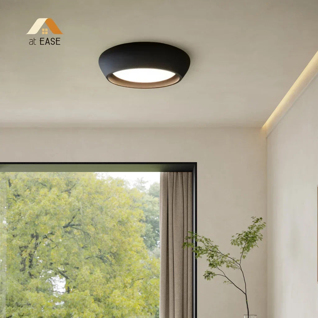 Astoria Minimalist Cement Flush Mount Ceiling Light - Modern Round Design