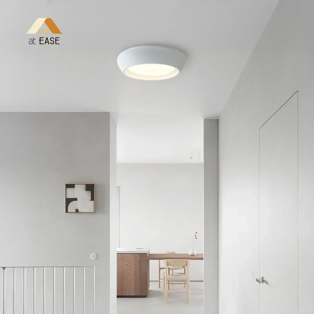 Astoria Minimalist Cement Flush Mount Ceiling Light - Modern Round Design