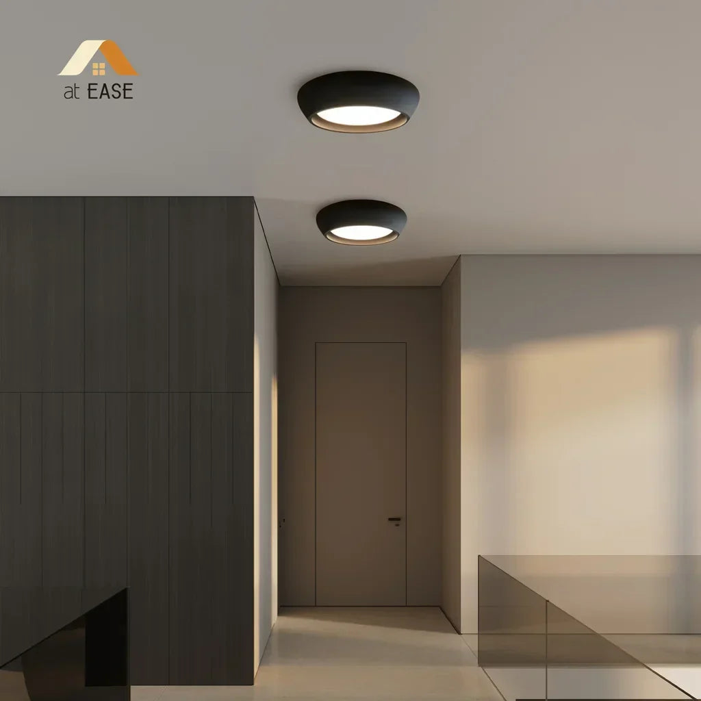 Astoria Minimalist Cement Flush Mount Ceiling Light - Modern Round Design