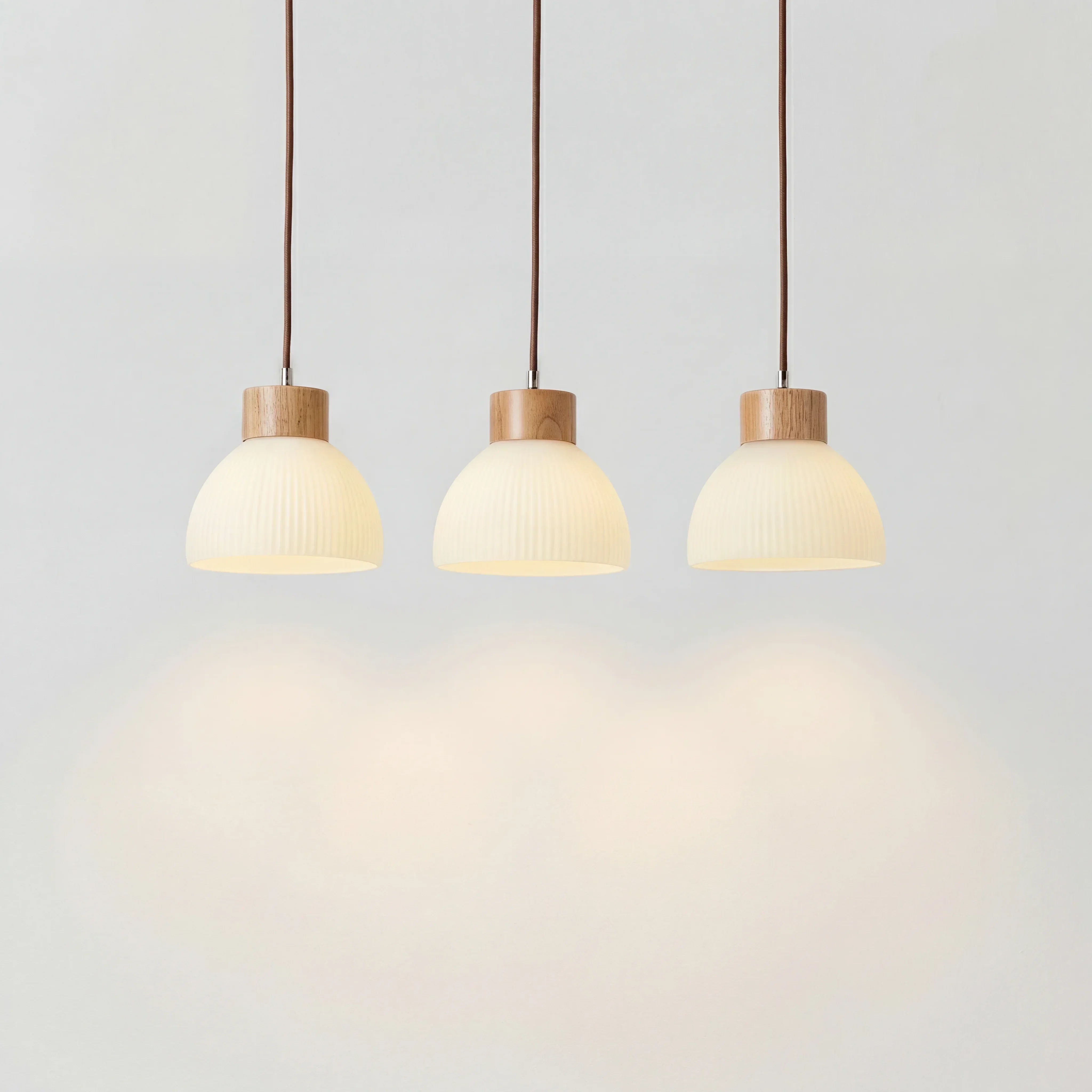 Bragi 3-Light White Ribbed Glass Pendant Lamp | Modern Dining Room Light