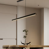 Caputo Linear LED Pendant Light - Minimalist Walnut Wood Dining Lamp