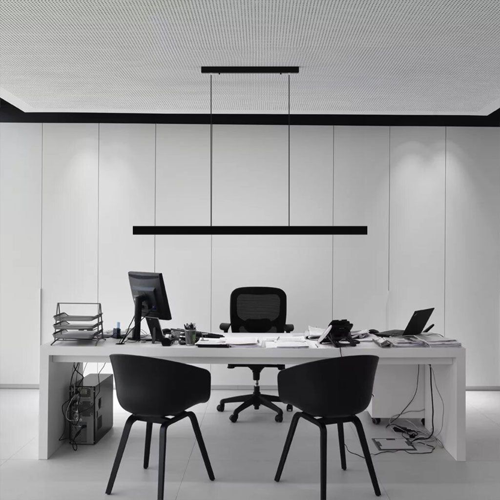 Caputo Linear LED Pendant Light - Minimalist Walnut Wood Dining Lamp