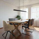 Caputo Linear LED Pendant Light - Minimalist Walnut Wood Dining Lamp