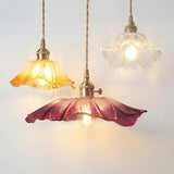Dennehy Lotus Retro Glass Pendant Light - Vintage Mid-Century Floral Lamp