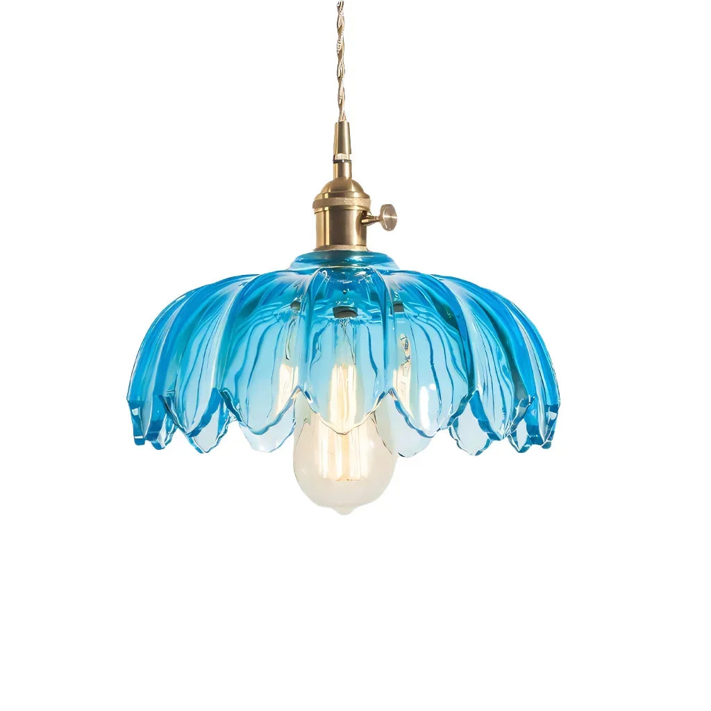 Dorian Vintage Tulip Glass Pendant Light | Floral Petal Hanging Lamp