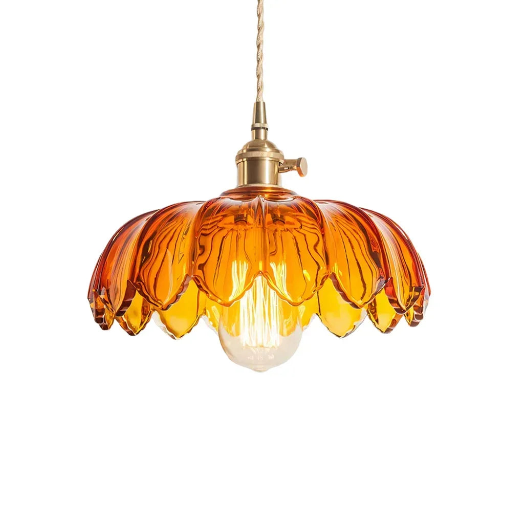 Dorian Vintage Tulip Glass Pendant Light | Floral Petal Hanging Lamp