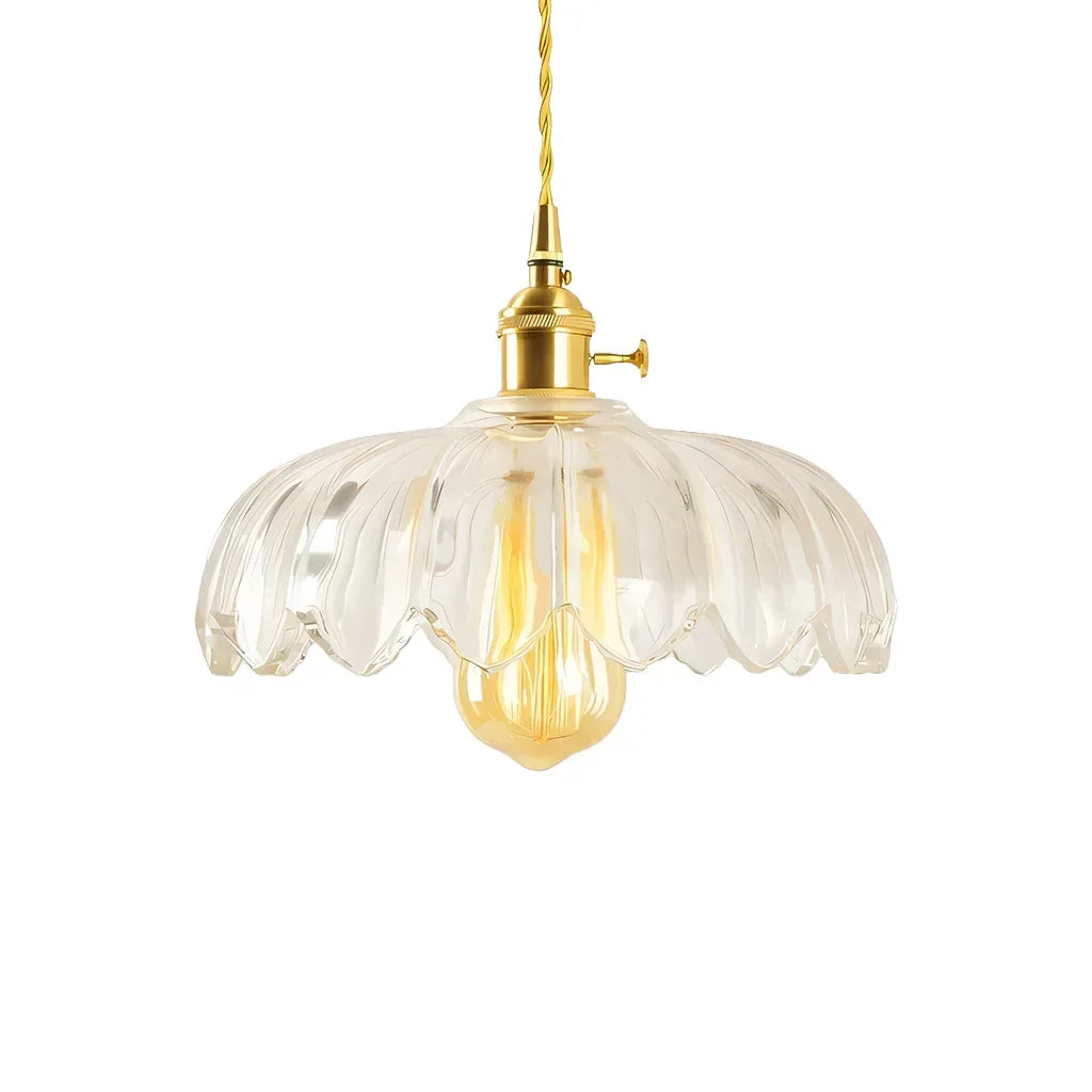 Dorian Vintage Tulip Glass Pendant Light | Floral Petal Hanging Lamp