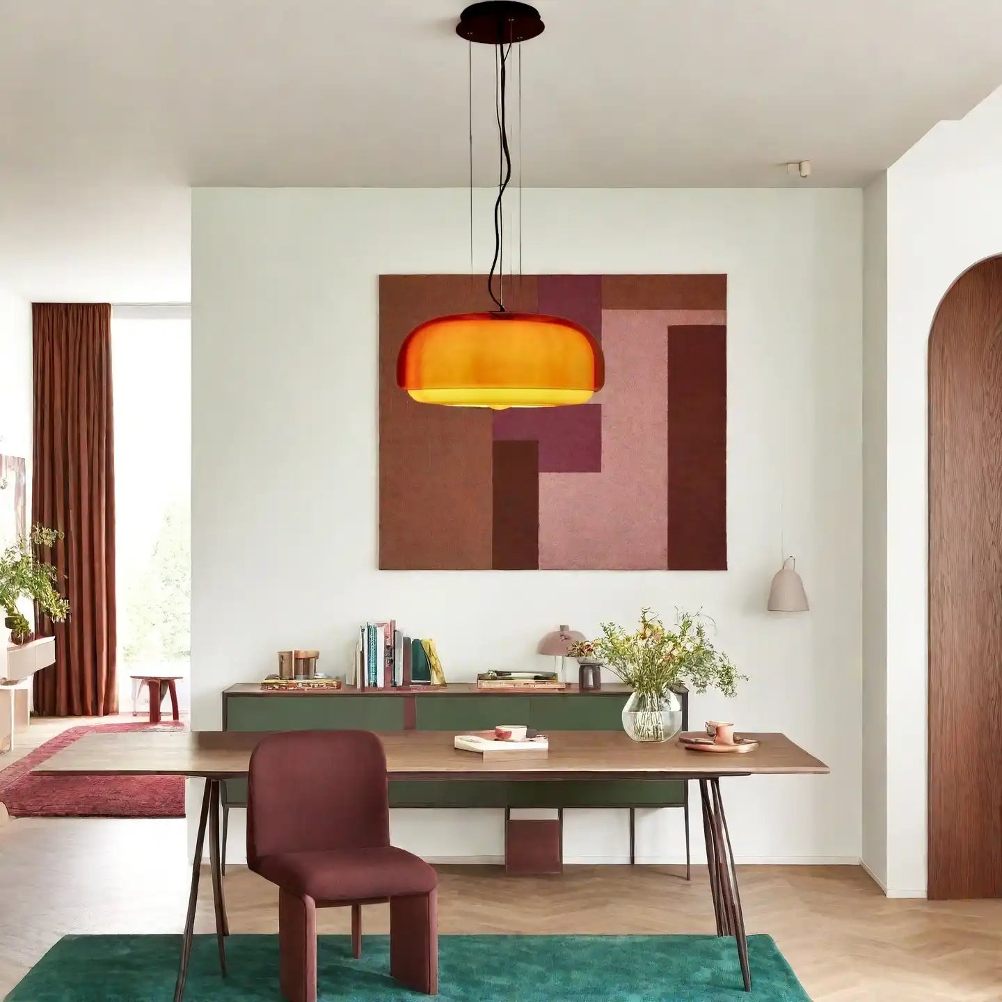 Driftelle Bauhaus Glass Pendant Light - Modern Hand-Blown Stained Glass
