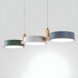 Elvra Modern Macaron 3-Head Pendant Light - Wood & Metal Nordic Style