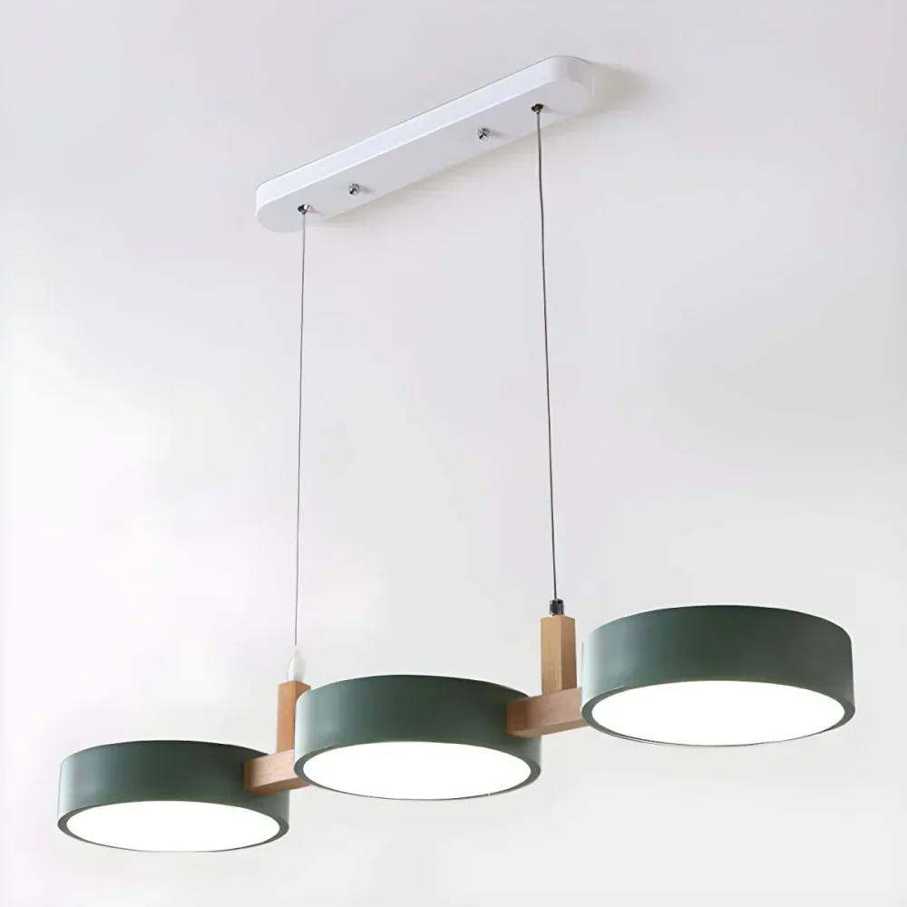 Elvra Modern Macaron 3-Head Pendant Light - Wood & Metal Nordic Style