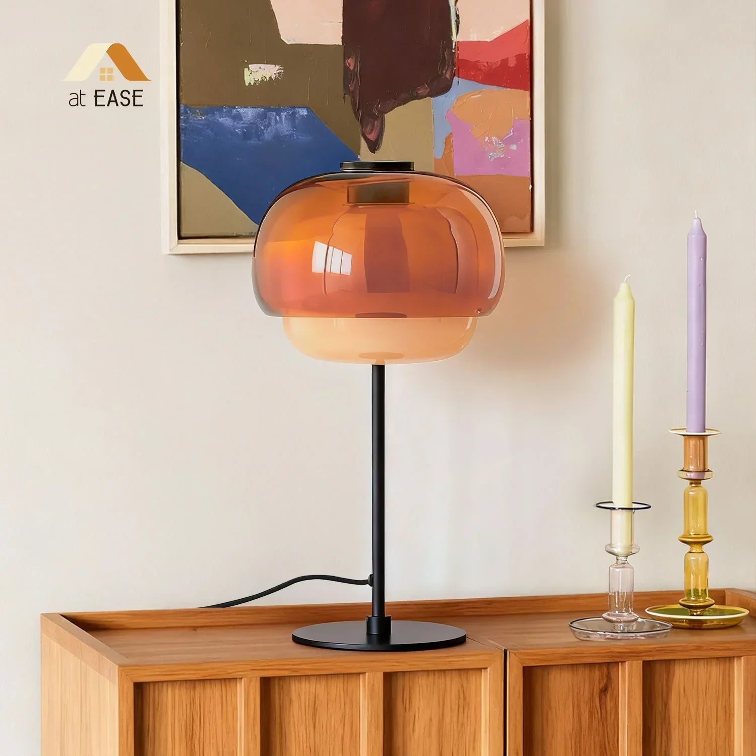 Elvrynor Nordic Colorful Glass Table Lamp | Modern Art Deco Bedside Light