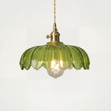Fay Rustic Tulip Glass Pendant Light | Vintage Ribbed Glass Hanging Lamp