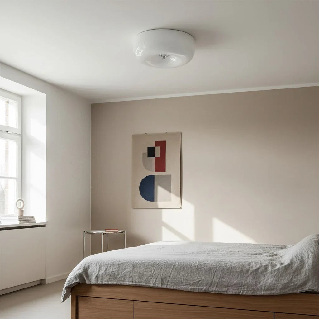 Halcyon Moderne Bauhaus Glas-Deckenleuchte | Minimalistische runde Leuchte