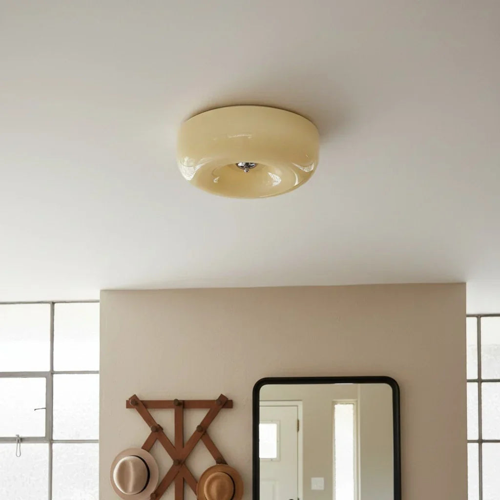 Halcyon Moderne Bauhaus Glas-Deckenleuchte | Minimalistische runde Leuchte
