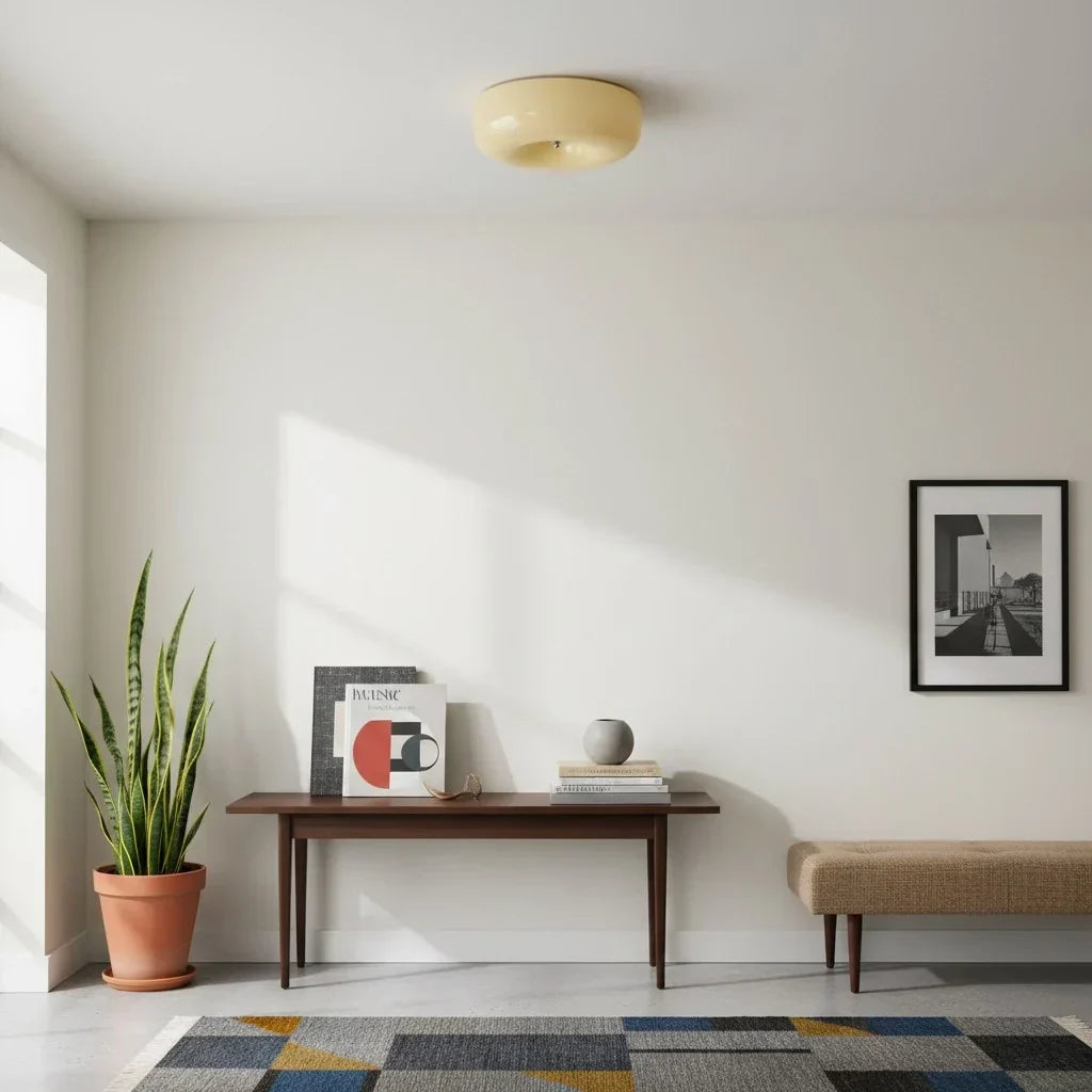 Halcyon Moderne Bauhaus Glas-Deckenleuchte | Minimalistische runde Leuchte