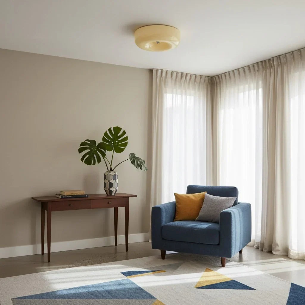 Halcyon Moderne Bauhaus Glas-Deckenleuchte | Minimalistische runde Leuchte