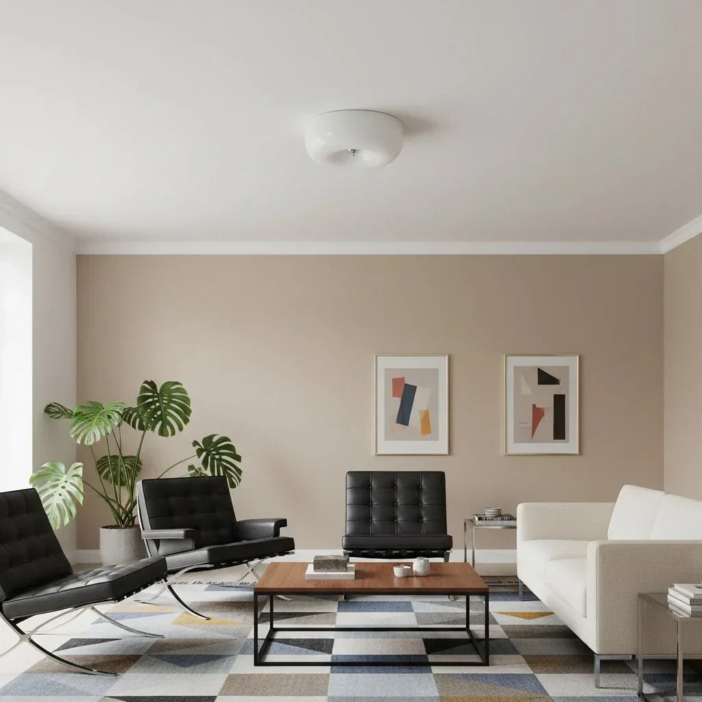 Halcyon Moderne Bauhaus Glas-Deckenleuchte | Minimalistische runde Leuchte
