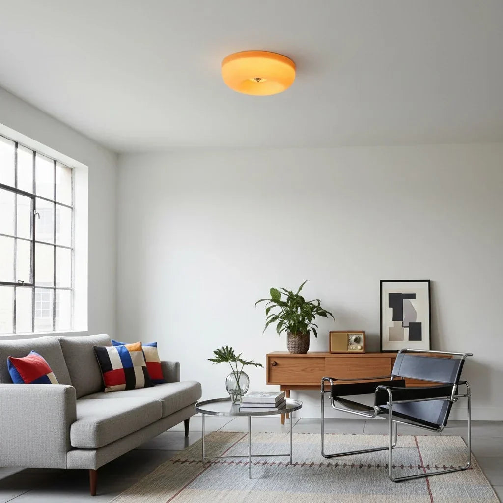 Halcyon Moderne Bauhaus Glas-Deckenleuchte | Minimalistische runde Leuchte