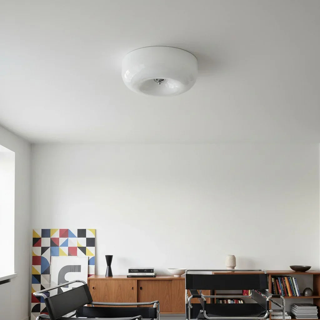 Halcyon Moderne Bauhaus Glas-Deckenleuchte | Minimalistische runde Leuchte