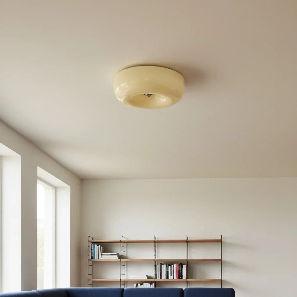 Halcyon Moderne Bauhaus Glas-Deckenleuchte | Minimalistische runde Leuchte