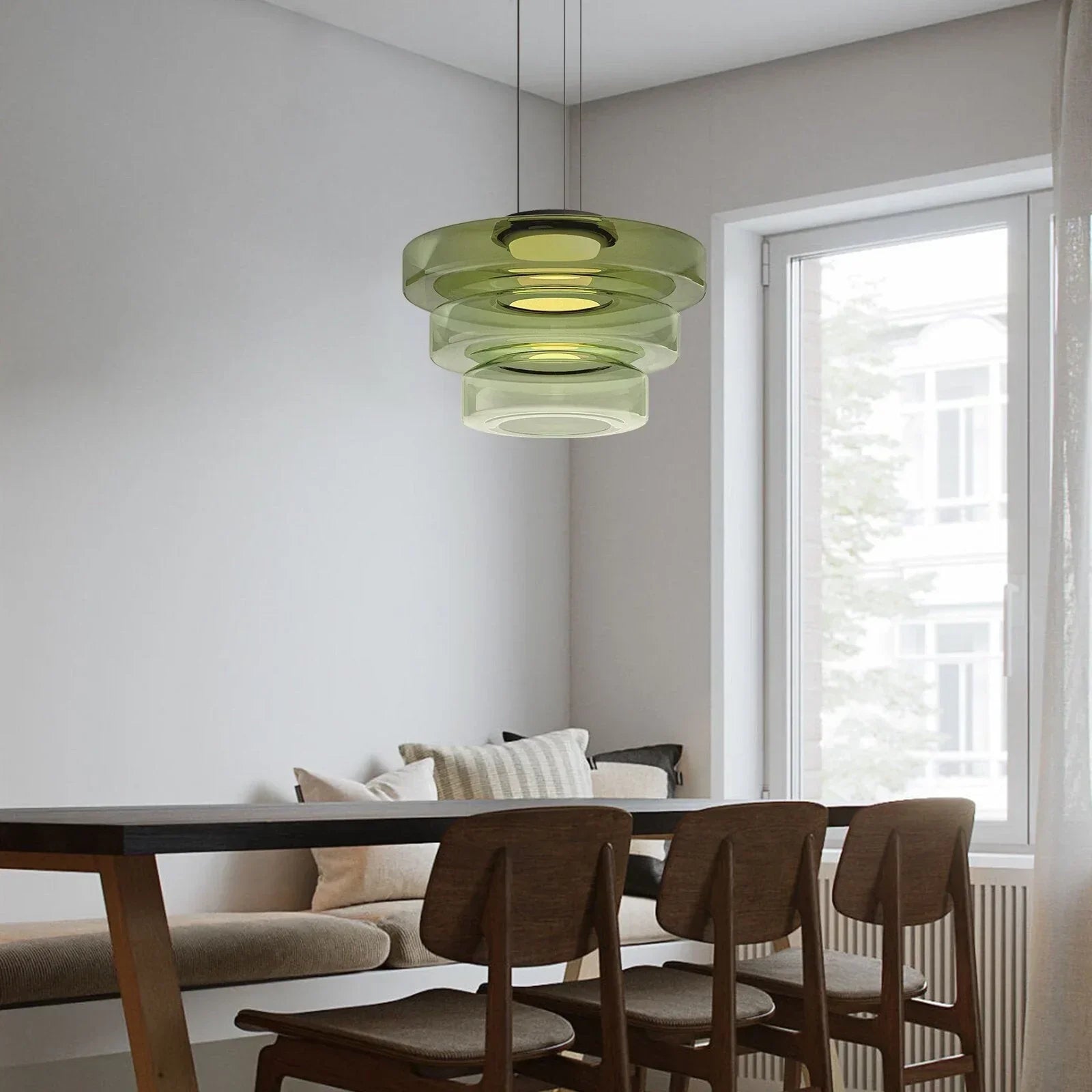 Jonas Nordic Glass Pendant Light - Modern 3-Layer Disc Chandelier