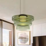 Jonas Nordic Glass Pendant Light - Modern 3-Layer Disc Chandelier