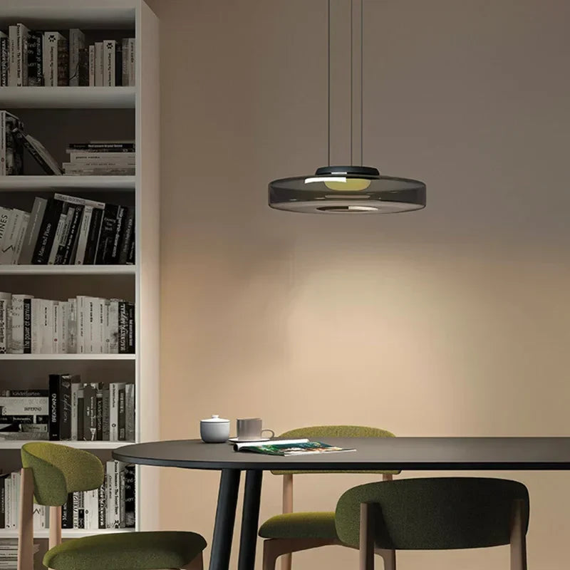 Jonas Nordic Glass Pendant Light - Modern 3-Layer Disc Chandelier